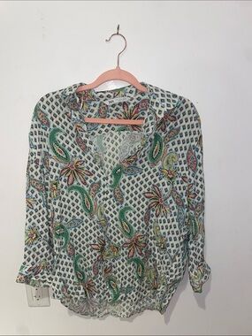 Zara Multicolor Paisley Button-Front Blouse
